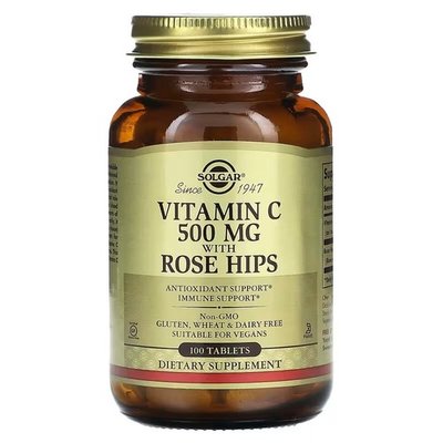 Solgar Vitamin C With Rose Hips 100 таблеток SOL-02380 фото