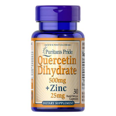 Puritan's Pride Quercetin Dihydrate 500 mg + Zinc 25 mg 30 капсул 026201 фото