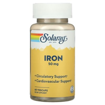 Solaray Iron 50 mg 60 капсул SOR-46105 фото
