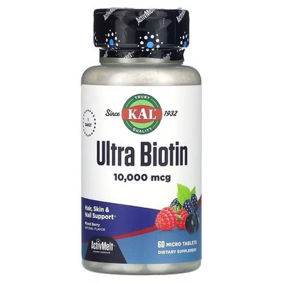 KAL Ultra Biotin 10,000 mcg 60 смоктальні таблетки CAL-23425 фото