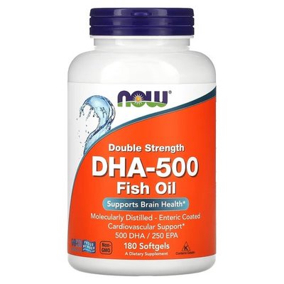 NOW Double Strength DHA-500 Fish Oil 180 капсул NOW-001613 фото