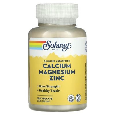 Solaray Calcium Magnesium Zinc 100 рослинних капсул SOR-04560 фото