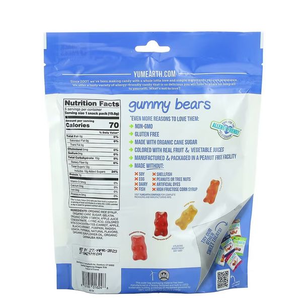 YumEarth Gummy Bears 5 Snack Packs 19.8 g YUE-01624 фото