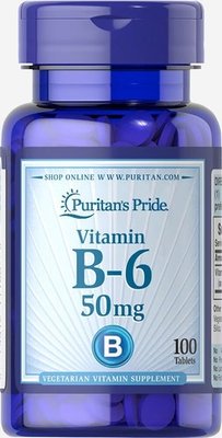 Puritan's Pride Vitamin B-6 50 mg 100 таблеток 01160 фото
