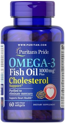 Puritan's Pride Omega-3 Fish Oil Plus Cholesterol Support 60 капсул 55634 фото