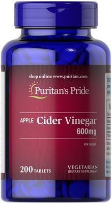 Puritan's Pride Apple Cider Vinegar 600 mg 200 таблеток 55667 фото