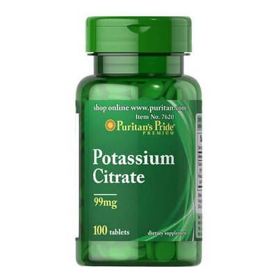 Puritan's Pride Potassium Citrate 99 mg 100 табл 07620 фото