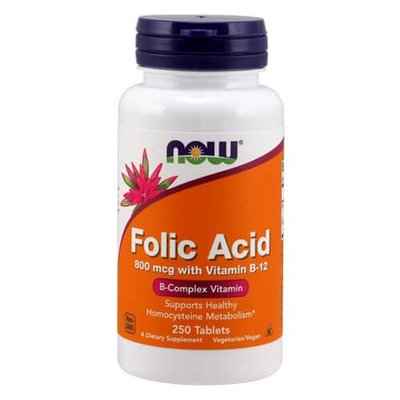 NOW Folic Acid 800 мкг 250 табл NOW-0476 фото