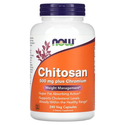 NOW Chitosan Plus Chromium 500 mg 240 капсул NOW-02026 фото