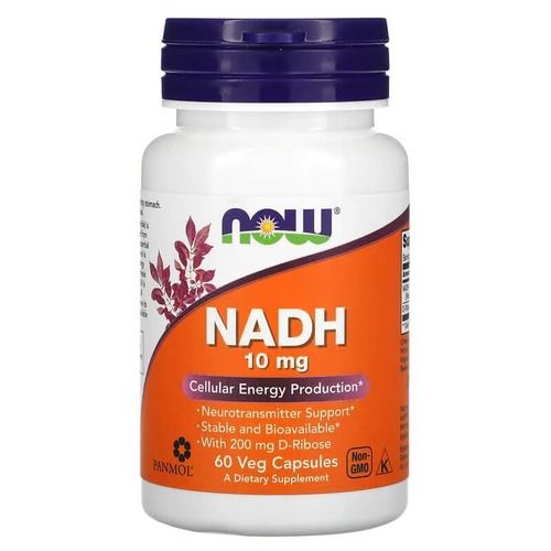 NOW NADH 10 mg 60 рослинних капсул 01908 фото