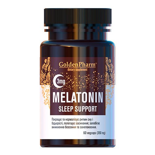 Натуральна добавка Golden Pharm Melatonin Sleep Support 3 mg, 60 вегакапсул