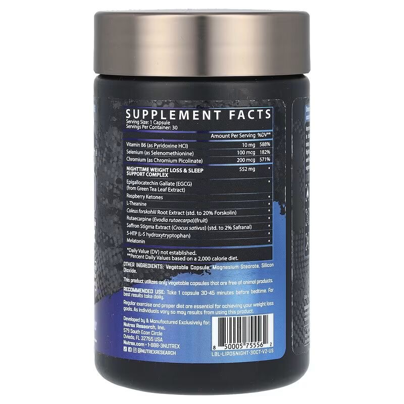 Жиросжигатель Nutrex Research Lipo-6 NightTime, 30 капсул. Фото 2