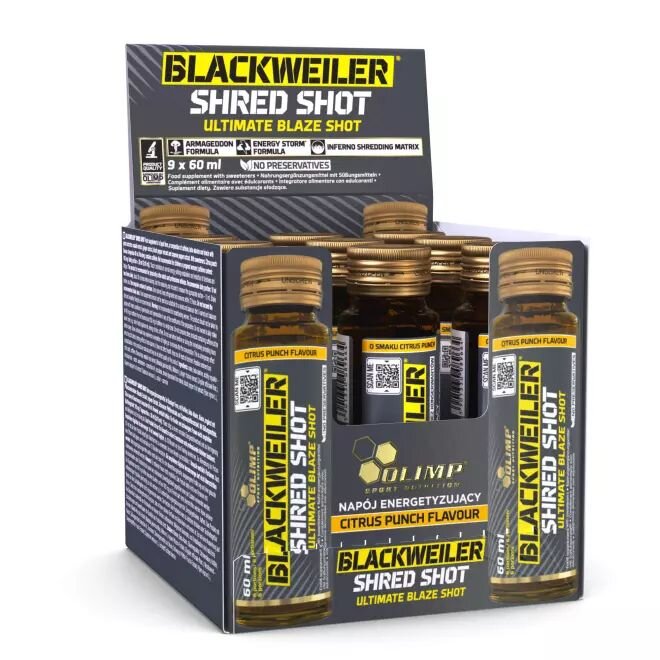 Предтренировочный комплекс Olimp Sport Nutrition BlackWeiler Shred Shot, 9*60 мл. Фото 2
