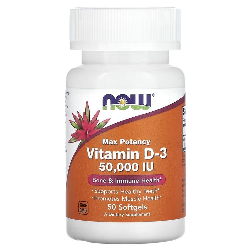 Вітаміни та мінерали NOW Vitamin D3 50000 IU, 50 капсул