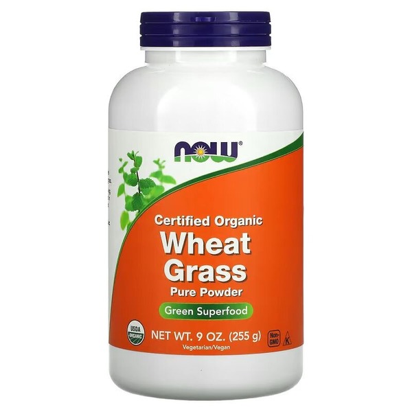 Натуральна добавка NOW Wheat Grass Pure Powder Certified Organic, 255 грам