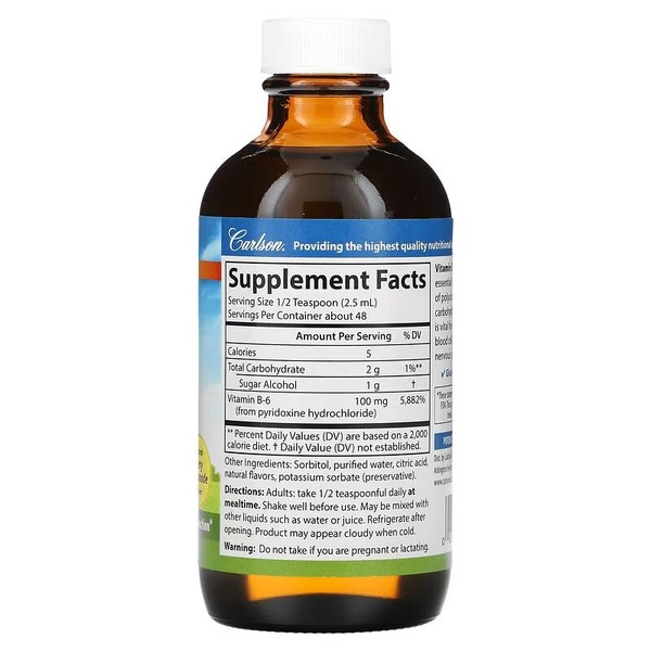 Витамины и минералы Carlson Labs Vitamin B6 Liquid, 120 мл. Фото 2