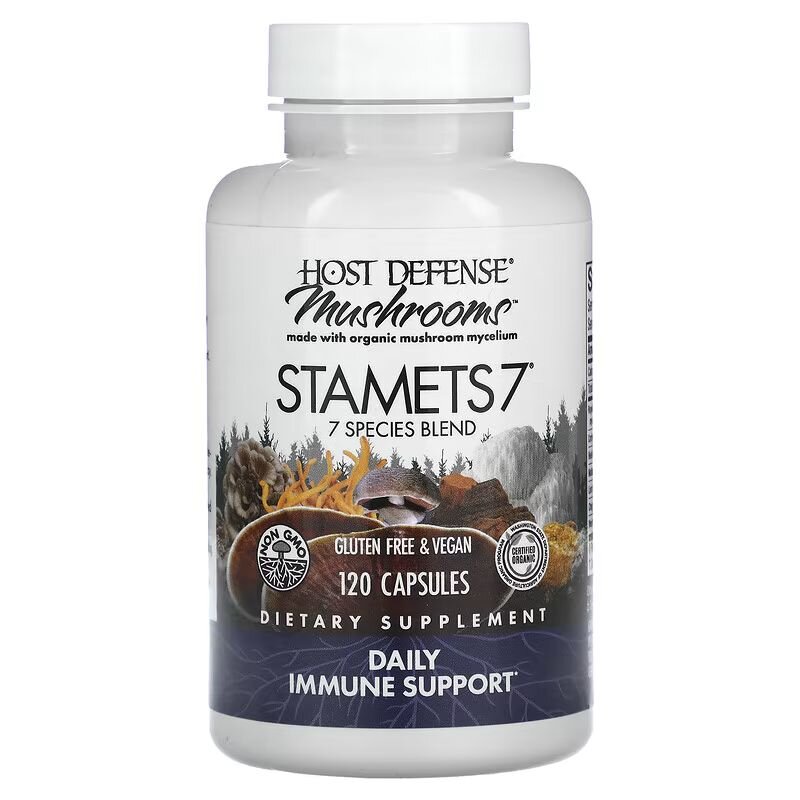 Мицелий из 7 видов грибов Host Defense Stamets 7, 120 вегакапсул для поддержки иммунной системы
