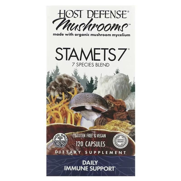 Мицелий из 7 видов грибов Host Defense Stamets 7, 120 вегакапсул для поддержки иммунной системы. Фото 2