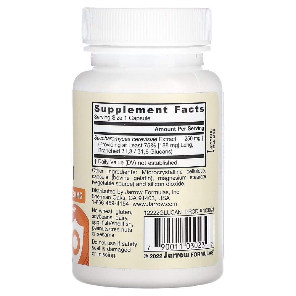 Бета-глюкан Jarrow Formulas Beta Glucan 250 mg, 60 капсул для підтримки імунної системи. Фото 2
