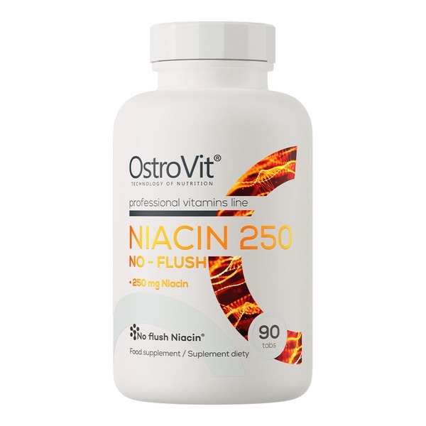 Вітамін В3 OstroVit Niacin 250 No-Flush, 90 таблеток для підтримки шкіри та нервової системи