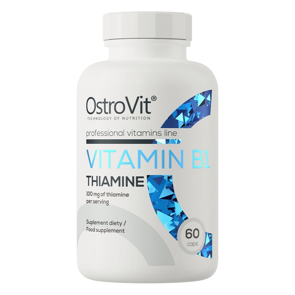 Витамин В1 OstroVit Vitamin B1 Thiamine, 60 капсул для поддержки нервной системы и мозга.