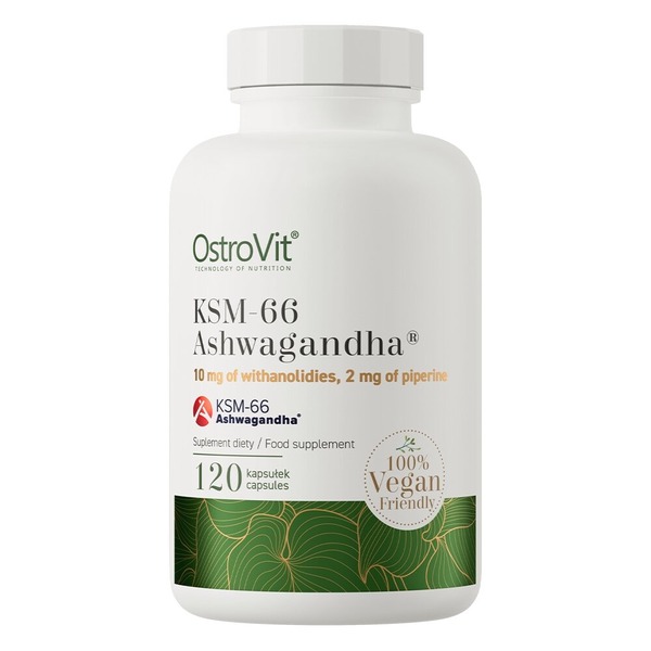 Екстракт ашваганди OstroVit Vege KSM-66 Ashwagandha, 120 капсул для бородьби зі стресом