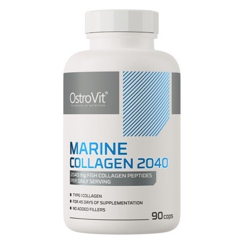 Морський колаген OstroVit Marine Collagen 2040 mg, 90 капсул для здоров'я шкіри, волосся, нігтів та суглобів