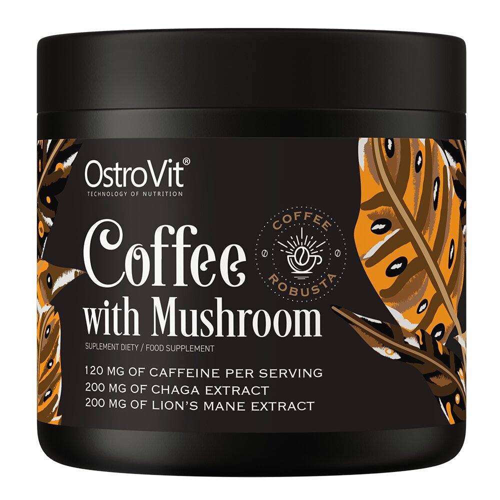 Кава з екстрактами грибів OstroVit Coffee with Mushrooms, 150 грам з додаванням L-теаніну та ніацину