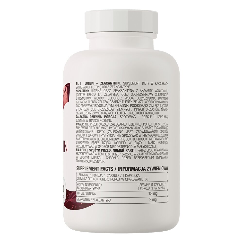 Лютеїн та зеаксантин OstroVit Lutein + Zeaxanthin, 60 капсул для підтримки очей. Фото 2
