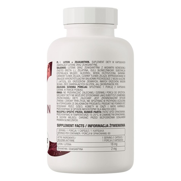 Лютеїн та зеаксантин OstroVit Lutein + Zeaxanthin, 60 капсул для підтримки очей. Фото 2