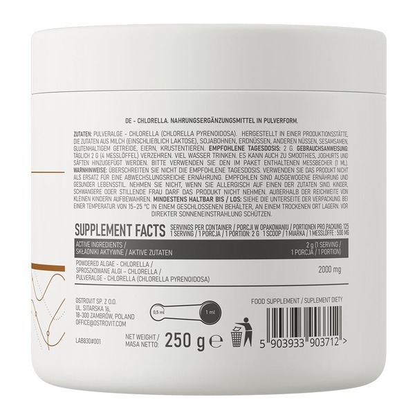 Хлорелла OstroVit Chlorella, 250 грамм для поддержки иммунной системы. Фото 2