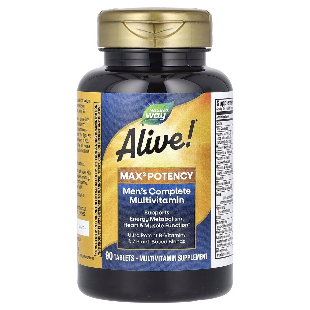 Комплекс для здоров'я чоловіків Nature's Way Alive! Max3 Potency Men's, 90 таблеток. Фото 4