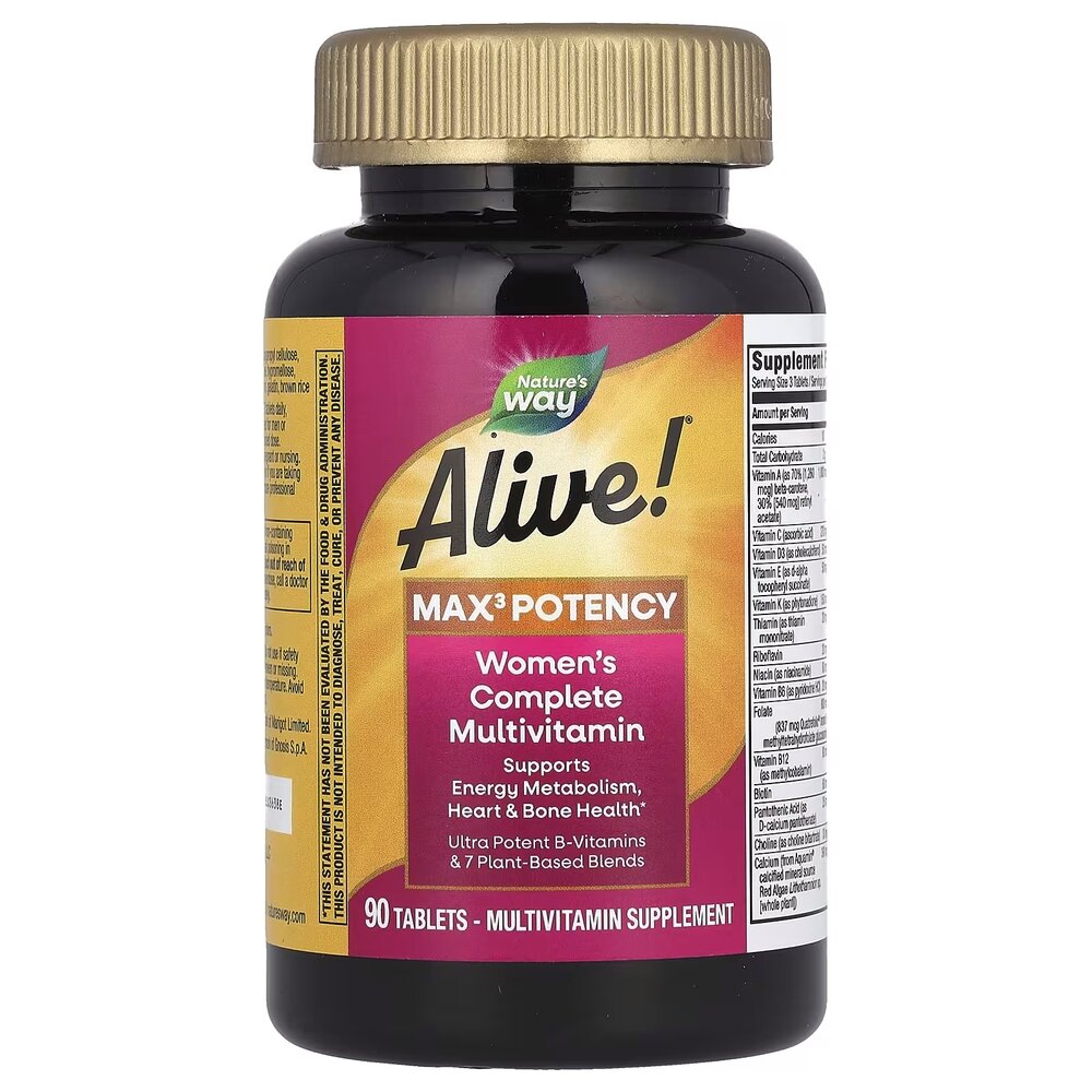 Комплекс для здоров'я жінок Nature's Way Alive! Max3 Potency Women's, 90 таблеток. Фото 4