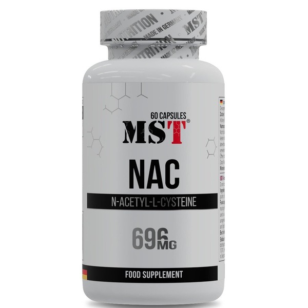 N-ацетил L-цистеїн MST Nutrition NAC, 60 капсул для захісту печінки та виведення токсинів