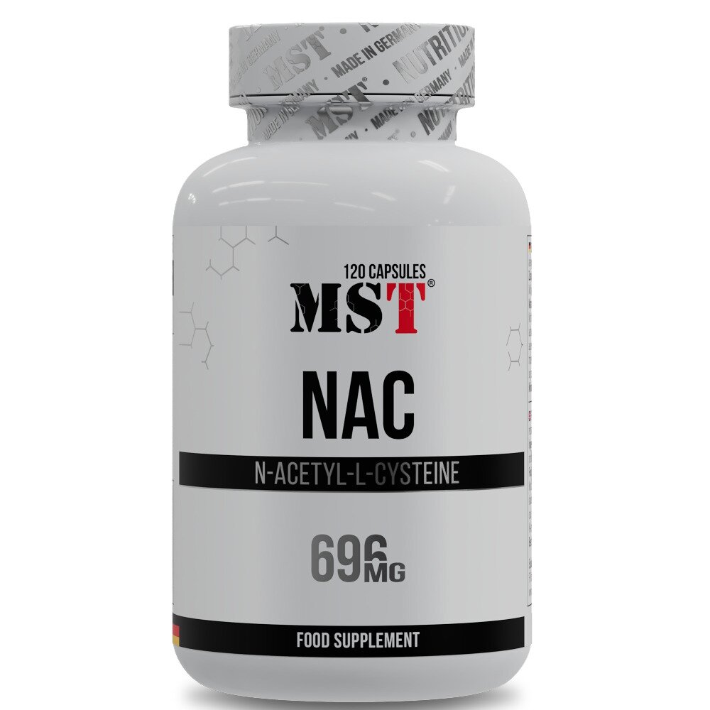 N-ацетил L-цистеїн MST Nutrition NAC, 120 капсул для захісту печінки та виведення токсинів