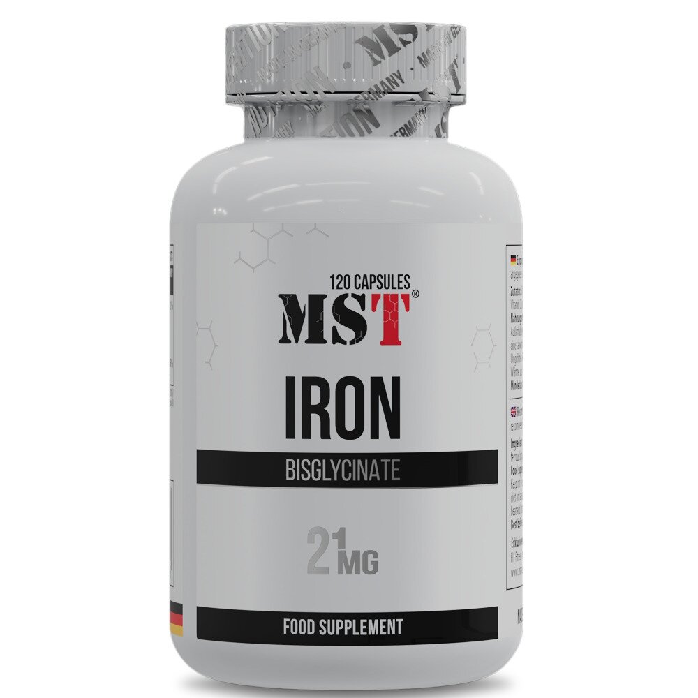Витамин С и железо MST Nutrition Iron Bisglycinate, 120 капсул для профилактики железодефицитной анемии