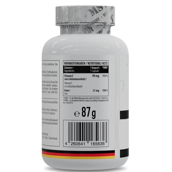 Витамин С и железо MST Nutrition Iron Bisglycinate, 120 капсул для профилактики железодефицитной анемии. Фото 2