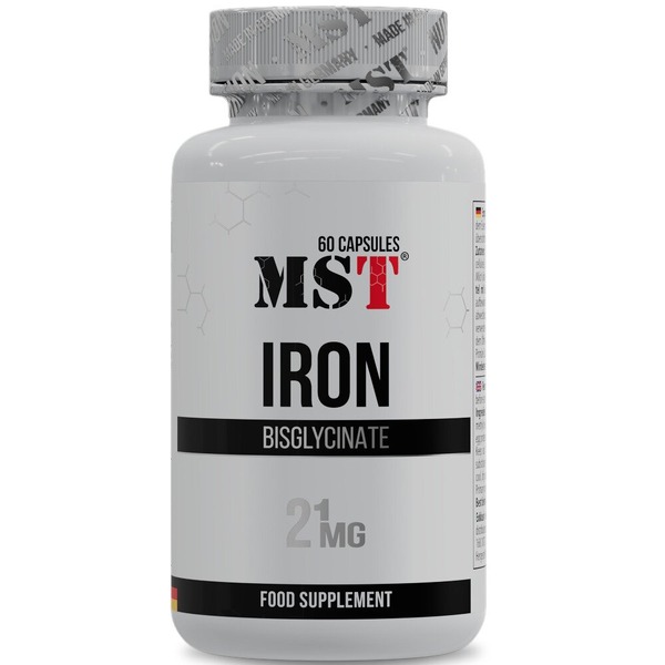 Витамин С и железо MST Nutrition Iron Bisglycinate, 60 капсул для профилактики железодефицитной анемии