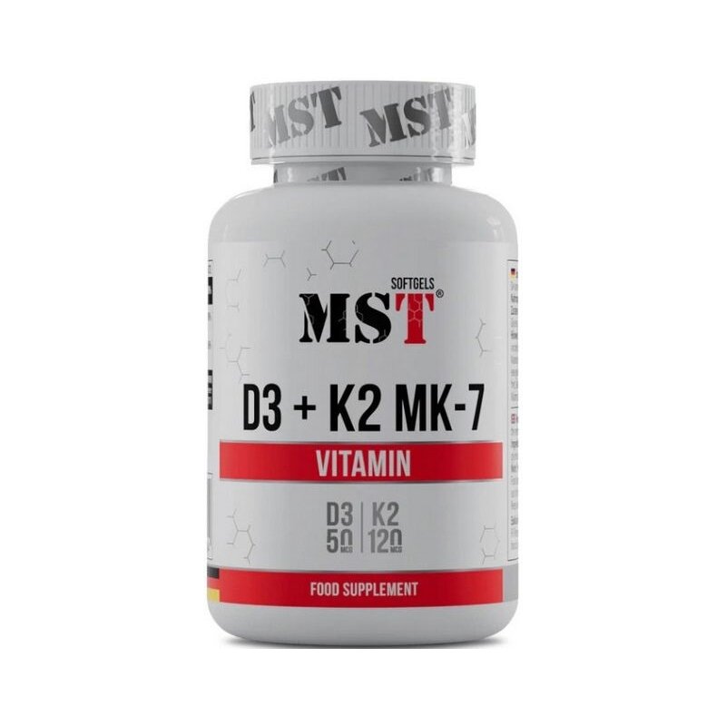 Витамин D3 и K2 MST Nutrition Vitamin D3 + K2 MK7, 60 капсул