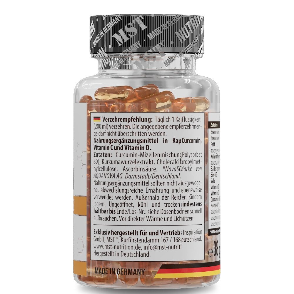 Куркумин MST Nutrition Curcumin NovaSOL, 60 капсул для поддержки суставов и иммунитета. Фото 2