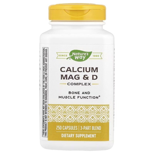 Кальцій, магній та вітамін D Nature's Way Calcium Mag & D, 250 капсул для підтримки кісток, зубів та м'язів