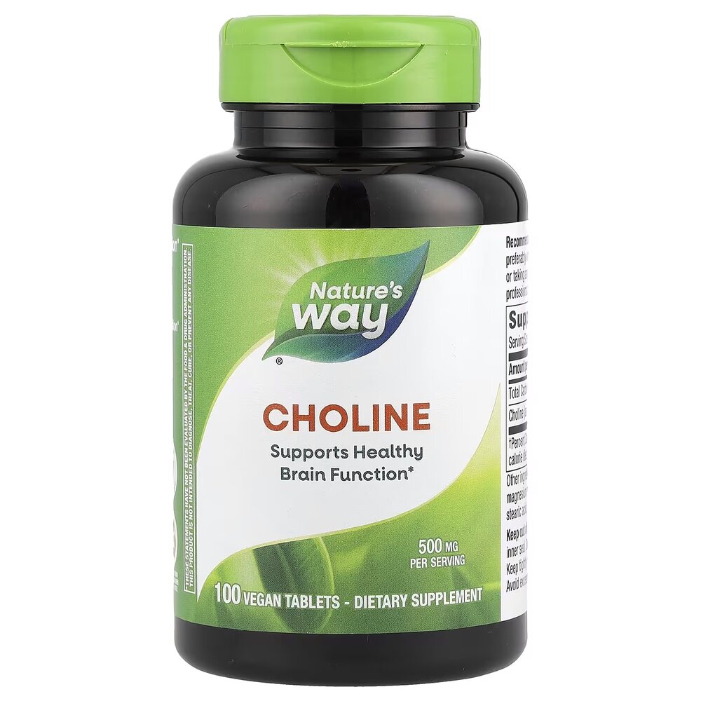 Холін Nature's Way Choline, 100 таблеток для підтримки мозку та пам'яті