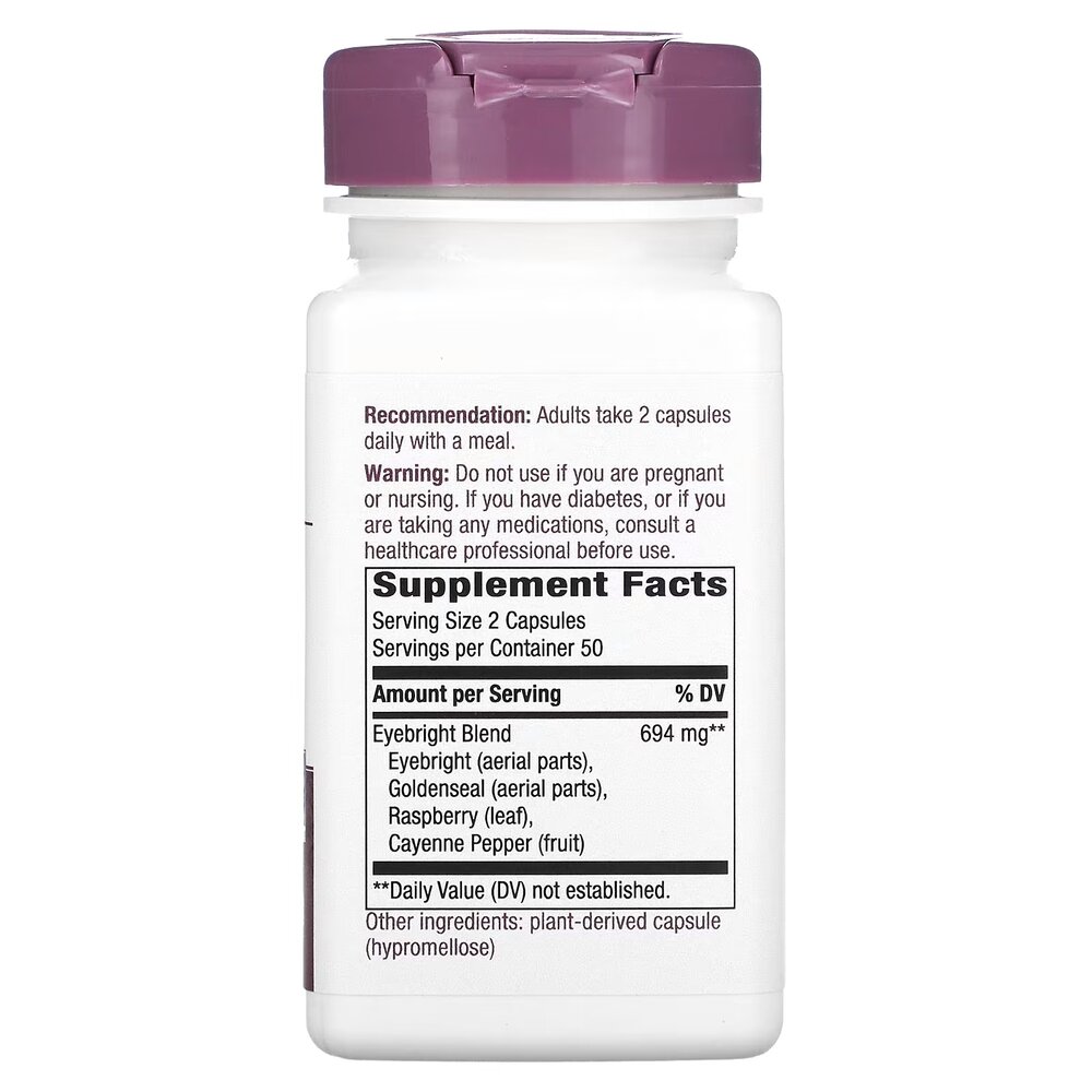 Суміш трав Nature's Way Eyebright Herbal Blend, 100 капсул для підтримки очей та зору. Фото 2