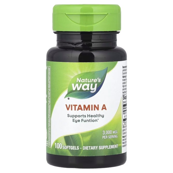 Вітамін А Nature's Way Vitamin A 3000 mcg, 100 капсул для підтримки очей та імунної системи.
