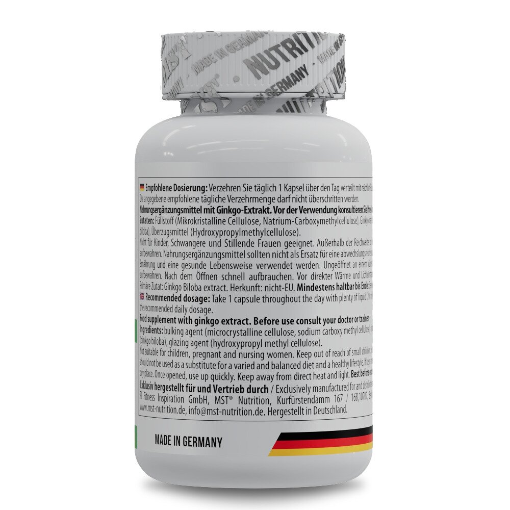 Екстракт гінкго білоба MST Nutrition Ginkgo Biloba, 60 капсул для підтримки пам'яті, мозку та кровообігу. Фото 3