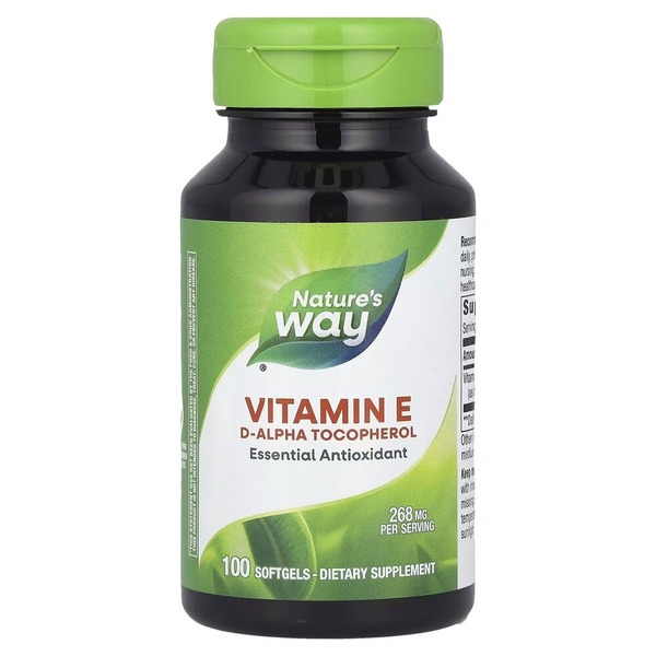Вітамін Е Nature's Way Vitamin E, 100 капсул для підтримки шкіри, серця та судин