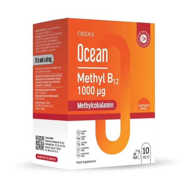 Вітамін B12 Orzax Ocean Methyl B12 Spray, 10 мл для підтримки нервової системи