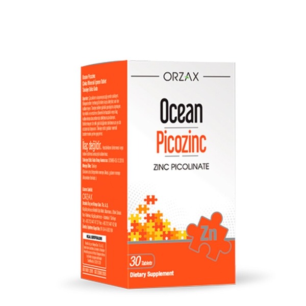 Цинк піколінат Orzax Ocean Picozinc, 30 таблеток для підтримки шкіри, очей, скелета та імунної системи
