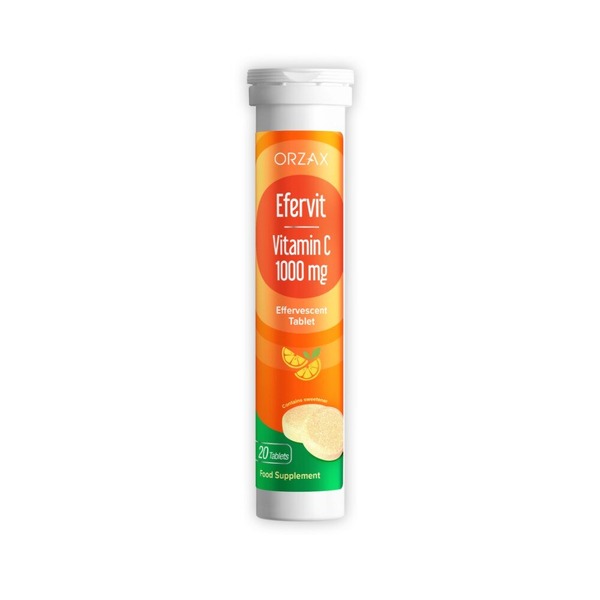 Вітамін С Orzax Efervit Vitamin C, 20 шипучіх таблеток для підтримки імунної системи