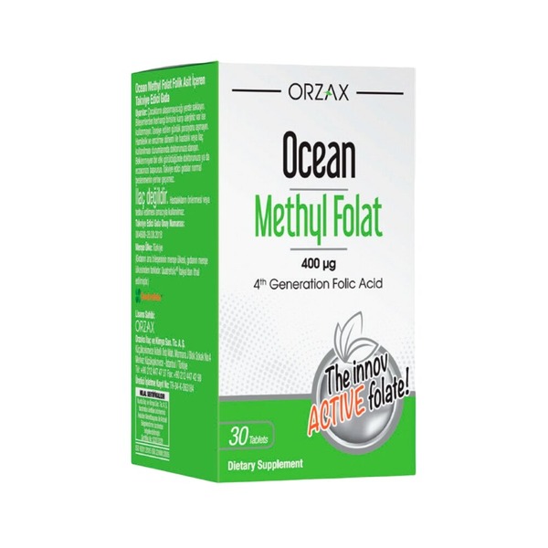 Фолієва кислота Orzax Ocean Methly Folat 400 mcg, 30 таблеток